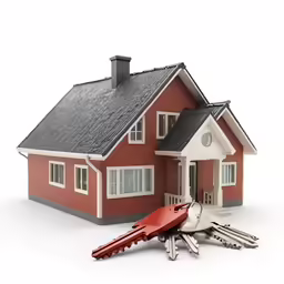 a small house with two keys attached to it