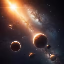 the three planets are in front of a star cluster