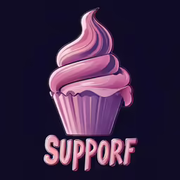 a poster with the words support and a cupcake
