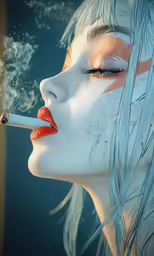 an image of a woman smoking a cigarette