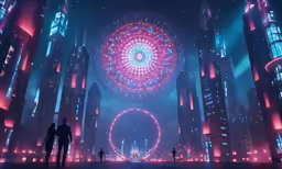 the neon city in cyber art show