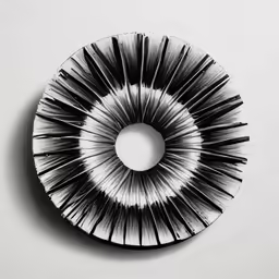 a black and white photograph with circles of black paint