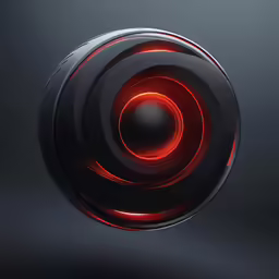 a red light shines in the center of a circular object
