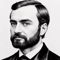 a man with a beard in a tuxedo looks off to the side