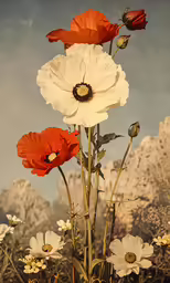 a bunch of flowers are in the grass