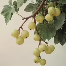 there is a bunch of fruit on a branch