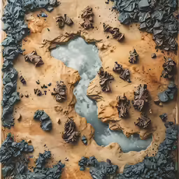 a map is made up with rocks and ice