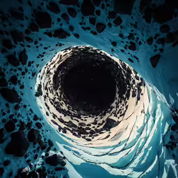 an unusual black hole at the top of a glacier