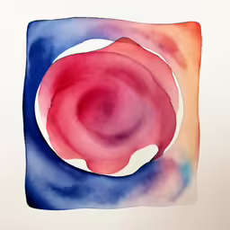 watercolor painting, created on paper with paper circle