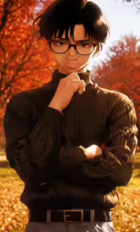 a anime guy poses with his arms crossed