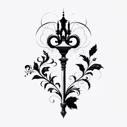black and white picture of a fleur de vendes,a black and white design with a light bulb