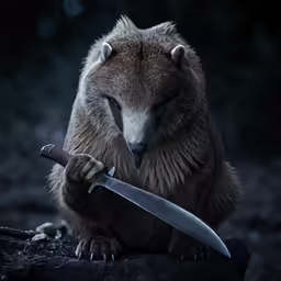 an animal with a knife on its claws