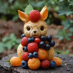 an unusual looking little sculpture has berries on it