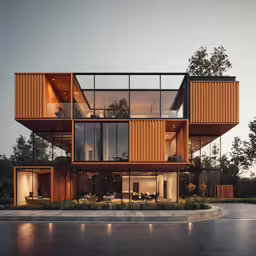 modern home overlooking an area that is almost empty