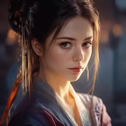 a close up of a person wearing a bun with a dress on