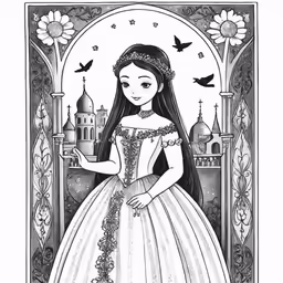 an image of a girl in a princess dress in a book