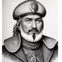 an older man with long white hair and beard wearing a uniform