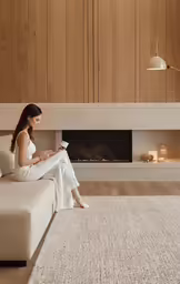 woman sitting on a couch using her tablet