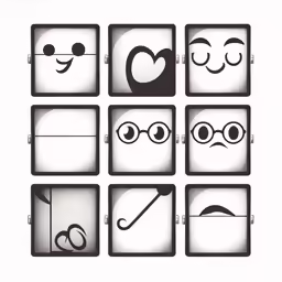 several boxes with faces and emotions drawn on them