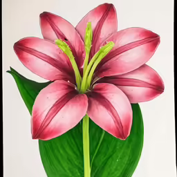 an artwork of a pink flower on a white background