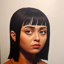 a person with short black hair and a shirt on