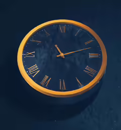 a clock on a dark wall with roman numerals