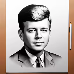 a pencil drawing of a man in a suit and tie
