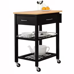 an image of a kitchen cart with a bowl on top of it