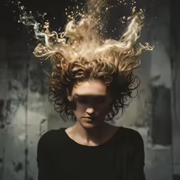 a woman with blonde hair has a strange expression