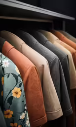 t - shirts hanging up in the closet