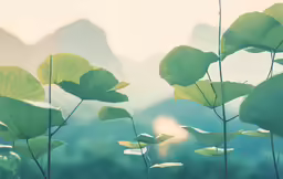 many large green leaves are seen in this picture