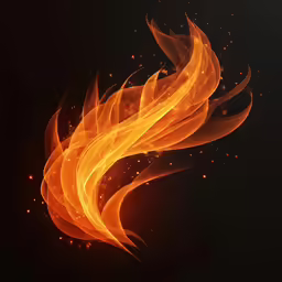 a close up of a bright orange fire with swirling orange smoke