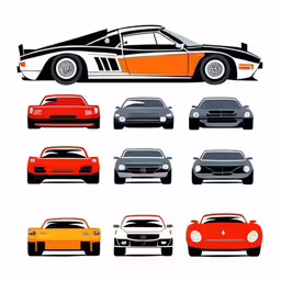 a set of vintage cars in various colors,an image of different cars that are painted on