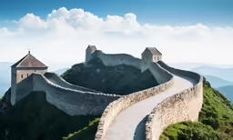 a view of a very long and winding walk way on the great wall