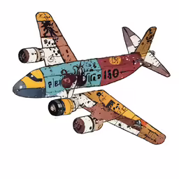 an airplane with many arrows painted on it