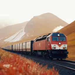 there is a train moving on the tracks