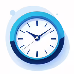 a blue clock sitting on top of a white table