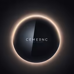 the sun and its bright reflection on it, with a dark background