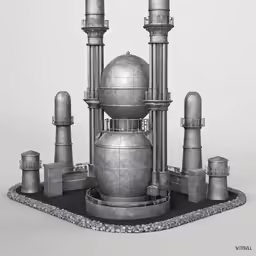 a computer generated architectural drawing of a futuristic industrial building