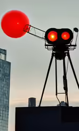 an abstract image of a traffic light and a red ball