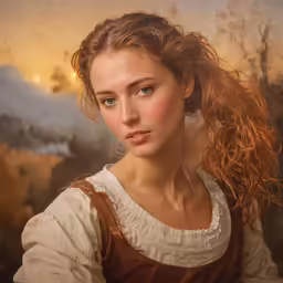 a woman with red hair is posing for the camera