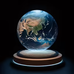 the earth shown on a light display on black