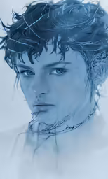a young man is shown through water to form the image