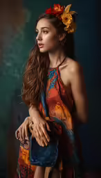 girl wearing a floral headpiece in a photo