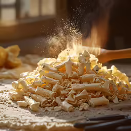 a pile of chopped up food in front of a knife