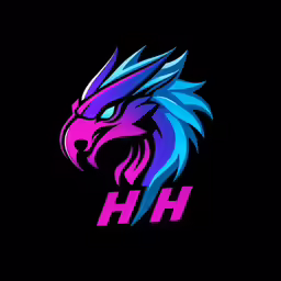 the h logo on a black background