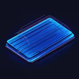 blue lighting reflecting off of top of tray