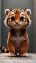 the stuffed tiger has very big eyes