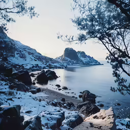 a snowy beach with a large amount of snow