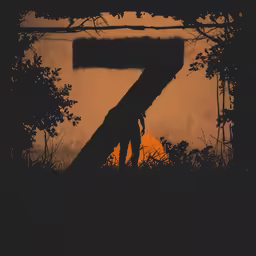 a silhouette of a man standing next to a giraffe at sunset